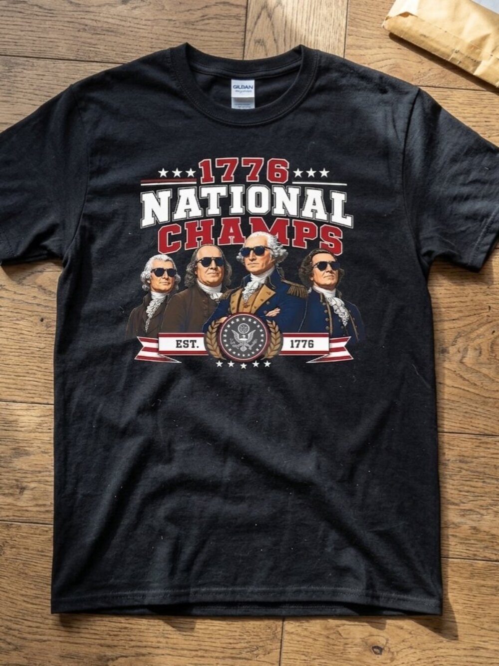 1776 National Champs Vintage Patriotic USA Graphic Tee Y2K Shirt